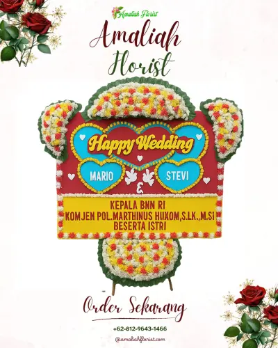 Karangan Papan Bunga Pernikahan di Yamansari
